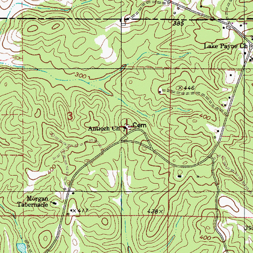 Topographic Map of Antioch Baptist Church, AL