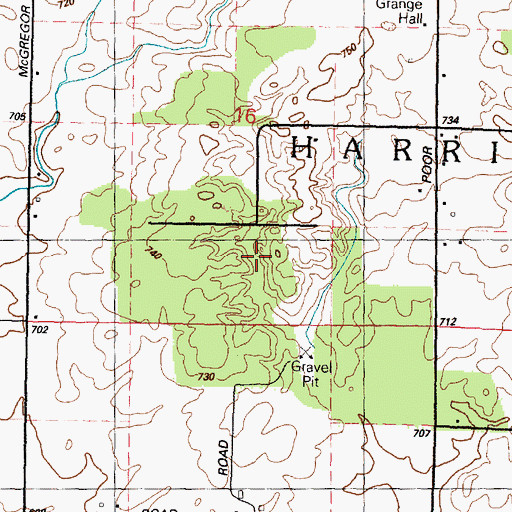 Topographic Map of Township of Harrisville, MI