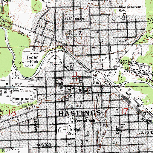 Topographic Map of City of Hastings, MI