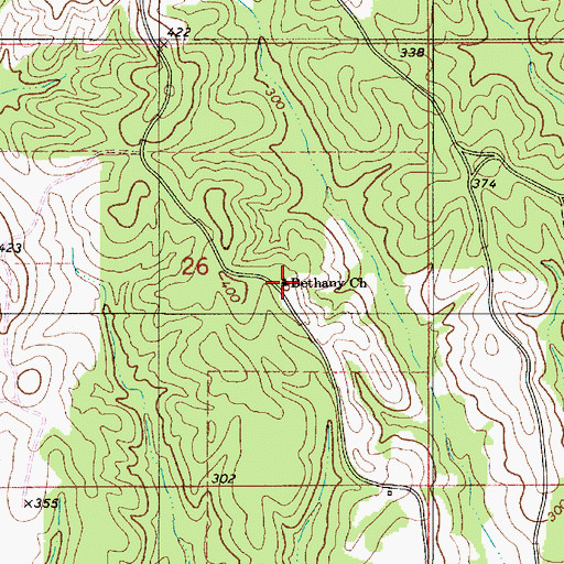 Topographic Map of Bethany Church, AL