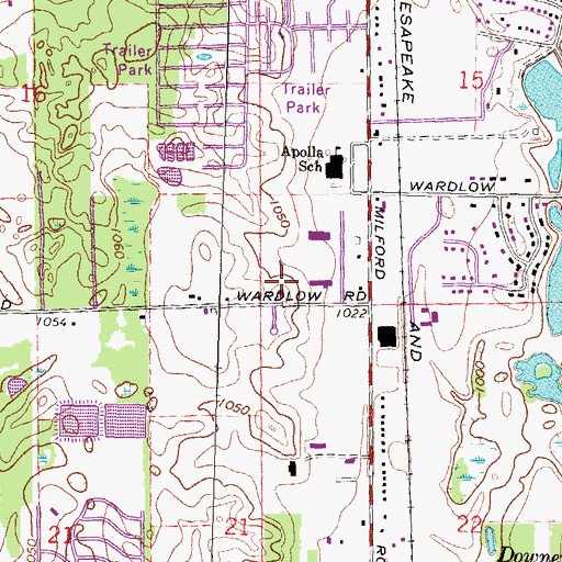 Topographic Map of Charter Township of Highland, MI