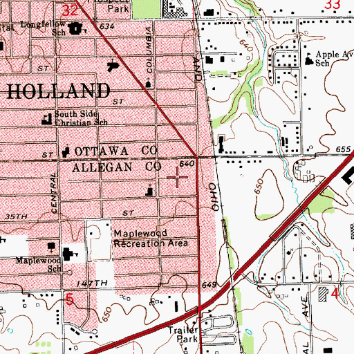 Topographic Map of City of Holland, MI