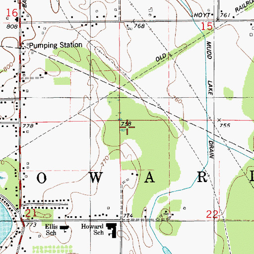 Topographic Map of Township of Howard, MI