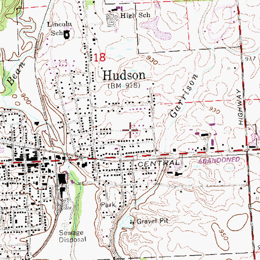 Topographic Map of City of Hudson, MI