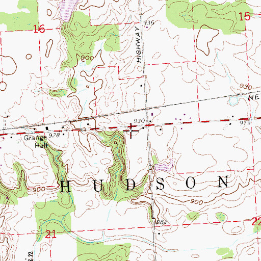 Topographic Map of Township of Hudson, MI