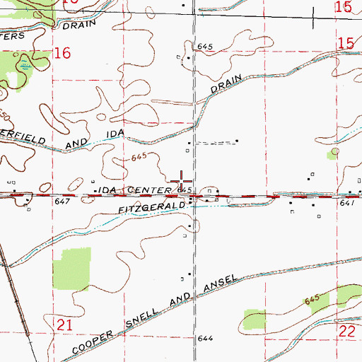 Topographic Map of Township of Ida, MI
