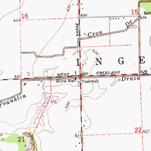 Topographic Map of Township of Ingersoll, MI