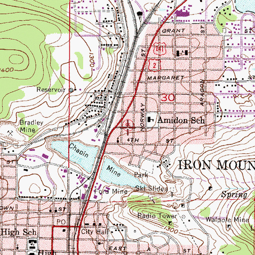 Topographic Map of City of Iron Mountain, MI