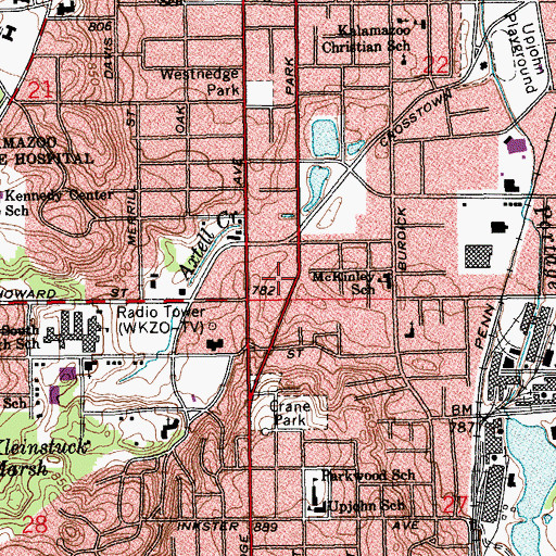 Topographic Map of City of Kalamazoo, MI