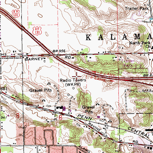 Topographic Map of Charter Township of Kalamazoo, MI