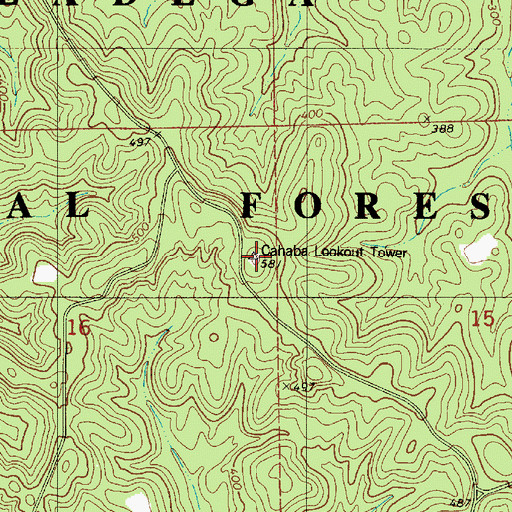 Topographic Map of Cahaba Lookout Tower, AL