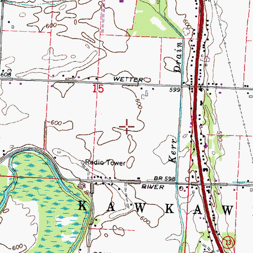 Topographic Map of Township of Kawkawlin, MI