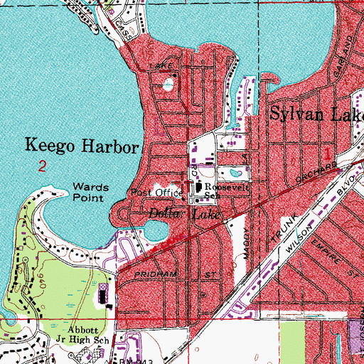 Topographic Map of City of Keego Harbor, MI