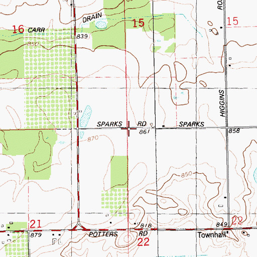 Topographic Map of Township of Keene, MI