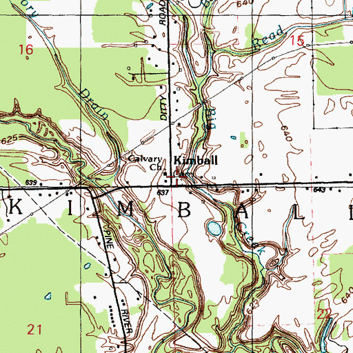 Topographic Map of Township of Kimball, MI