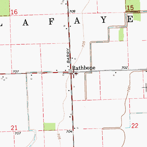 Topographic Map of Township of Lafayette, MI