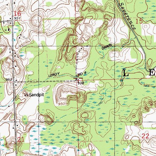 Topographic Map of Township of Leroy, MI