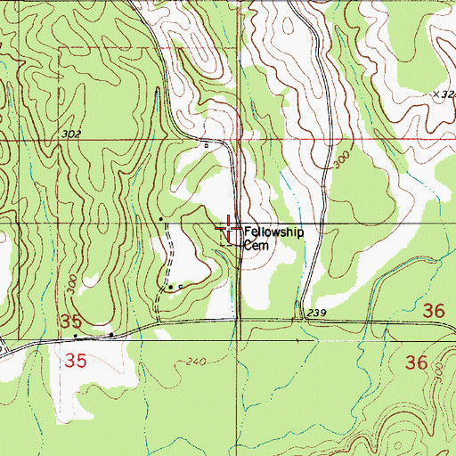 Topographic Map of Fellowship Cemetery, AL