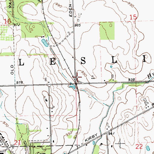 Topographic Map of Township of Leslie, MI
