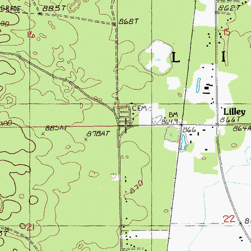 Topographic Map of Township of Lilley, MI