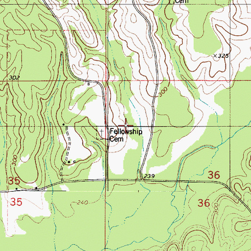 Topographic Map of Fellowship Church (historical), AL