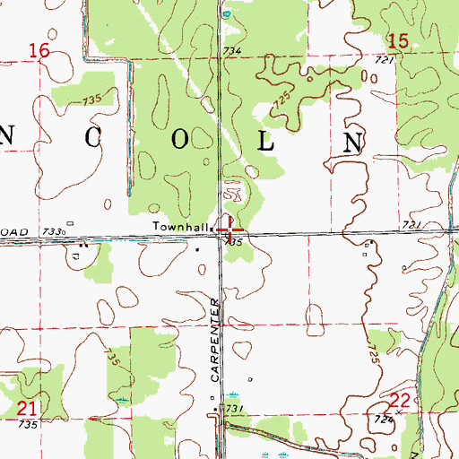 Topographic Map of Township of Lincoln, MI