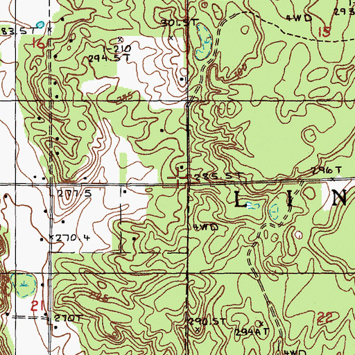 Topographic Map of Township of Lincoln, MI