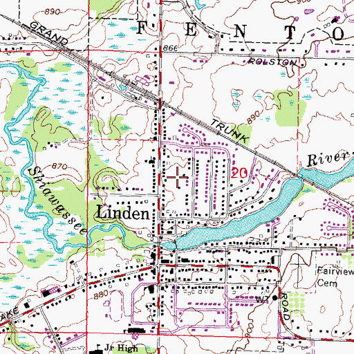 Topographic Map of City of Linden, MI