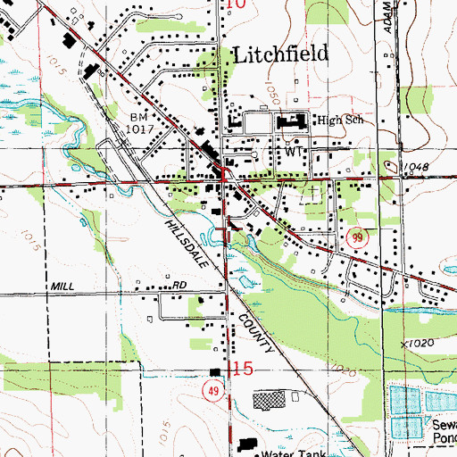 Topographic Map of City of Litchfield, MI