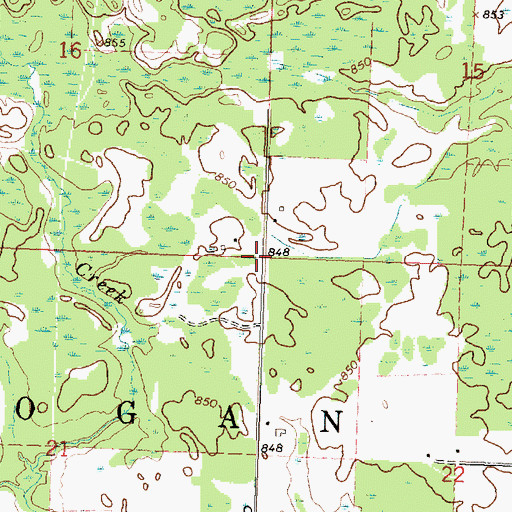 Topographic Map of Township of Logan, MI