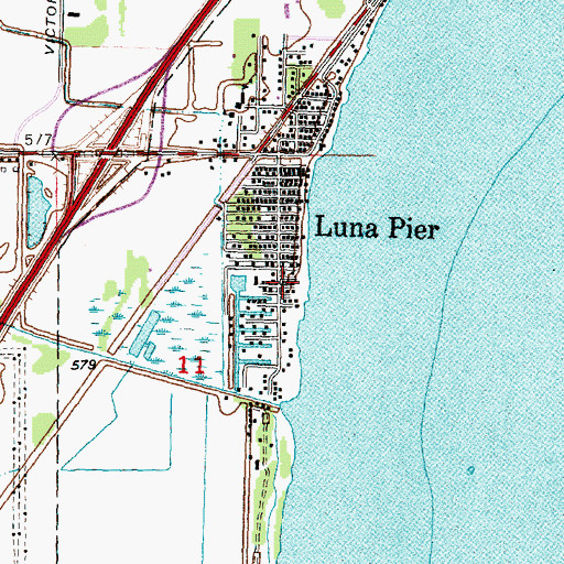 Topographic Map of City of Luna Pier, MI