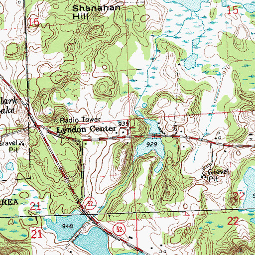 Topographic Map of Township of Lyndon, MI