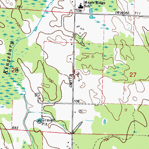 Topographic Map of Township of Maple Ridge, MI