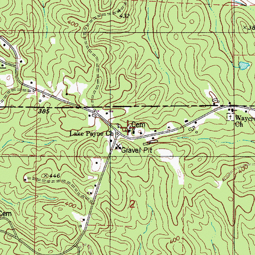 Topographic Map of Lake Payne Church, AL