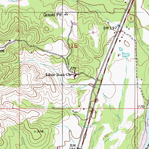 Topographic Map of Little Rock Church, AL