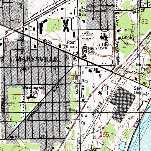 Topographic Map of City of Marysville, MI