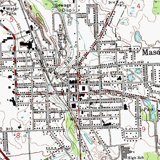 Topographic Map of City of Mason, MI