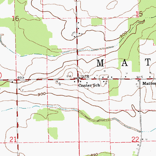 Topographic Map of Township of Matteson, MI
