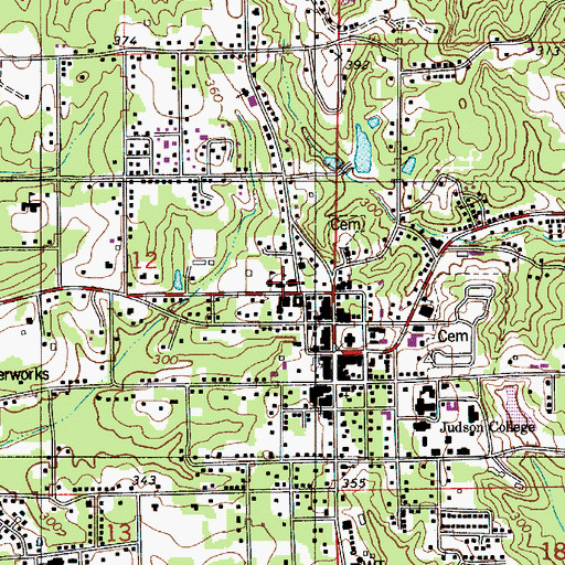 Topographic Map of Marion Female Seminary (historical), AL