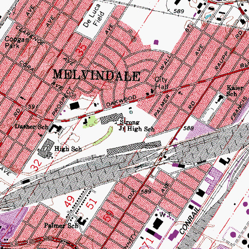 Topographic Map of City of Melvindale, MI