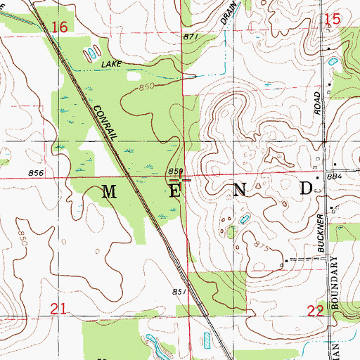 Topographic Map of Township of Mendon, MI