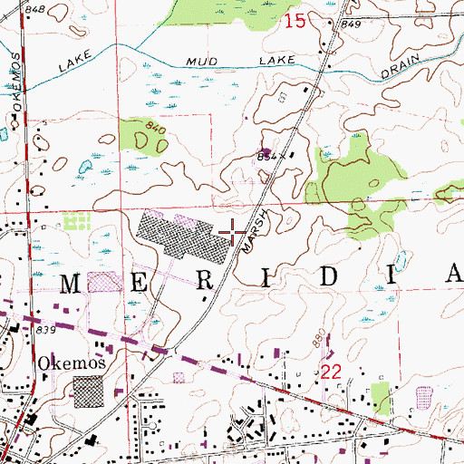 Topographic Map of Charter Township of Meridian, MI