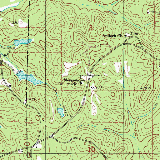Topographic Map of Morgan Tabernacle, AL
