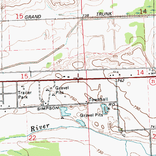 Topographic Map of Township of Middlebury, MI