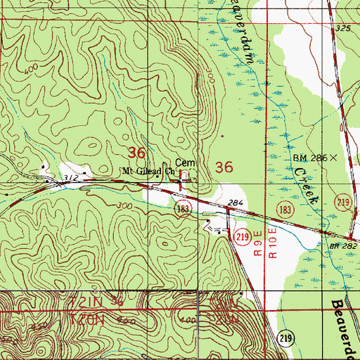 Topographic Map of Mount Gilead Church, AL