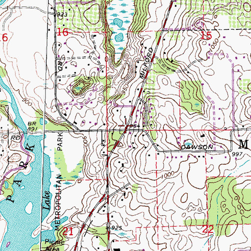 Topographic Map of Charter Township of Milford, MI