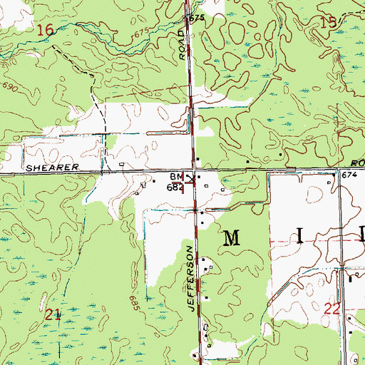 Topographic Map of Township of Mills, MI