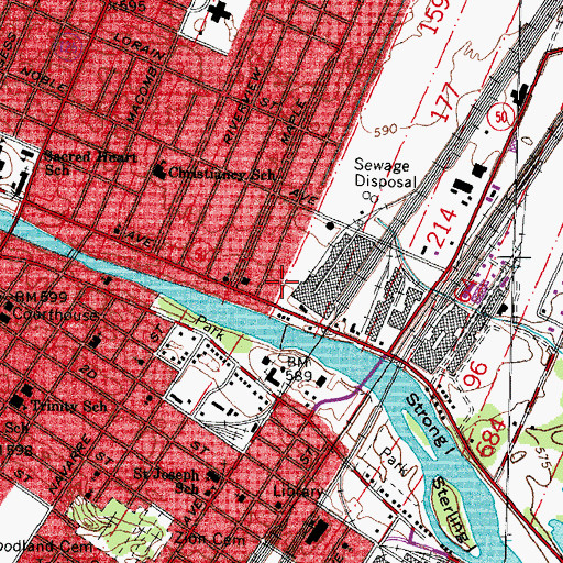 Topographic Map of City of Monroe, MI