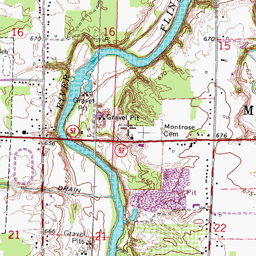 Topographic Map of Charter Township of Montrose, MI