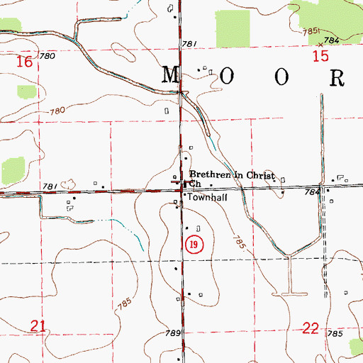 Topographic Map of Township of Moore, MI